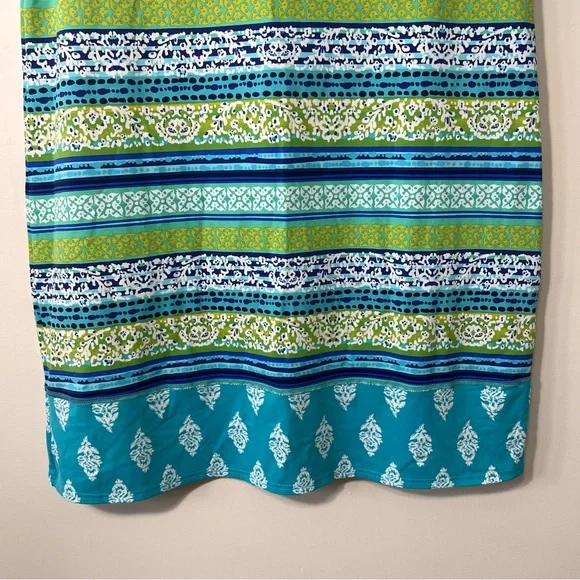 Lands End Colorful Nylon Blend T Shirt Dress Size Medium Swim Vacation Beach - Picture 3 of 11